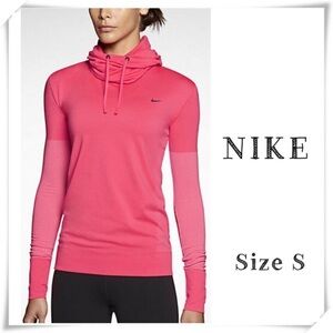 NIKE Dri-Fit Turtleneck Knit Infinity Coverup Training Shirt In Shocking Pink